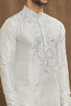 Shop Arihant Rai Sinha Off White Silk Embroidery Thread Kurta With Churidar Online at Aza Fashions Shop_Arihant Rai Sinha_Off White Silk Embroidery Thread Kurta With Churidar_Online_at_Aza_Fashions