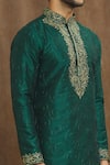 Shop_Arihant Rai Sinha_Green Silk Embroidery Floral Threadwork Kurta _Online_at_Aza_Fashions