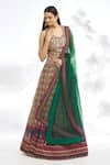 Buy_Samyukta Singhania_Green Lehenga Georgette Digital Printed Bandhani Leaf Neck Blouse Set _Online_at_Aza_Fashions