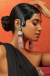 Shop_NakhreWaali_Pink Dyed Beads Mughal Art Handcrafted Jhumkas_at_Aza_Fashions