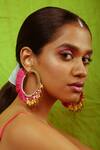 Buy_NakhreWaali_Brown Dyed Beads Tasseled Hoop Earrings_at_Aza_Fashions