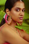 Shop_NakhreWaali_Brown Dyed Beads Tasseled Hoop Earrings_Online_at_Aza_Fashions