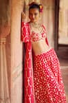 Buy_LASHKARAA_Red Brocade Embroidery Thread Top V Neck Floral Pattern Jacket Sharara Set_Online_at_Aza_Fashions