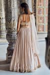 Shop_LASHKARAA_Pink Brocade Embroidery Thread Sweetheart Trellis Pattern Bridal Lehenga Set_at_Aza_Fashions