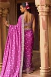 Shop_LASHKARAA_Purple Brocade Embroidery Thread Sweetheart Floral Pre-draped Saree With Blouse _at_Aza_Fashions