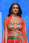 Swati Vijaivargie_Red Cape Double Layer Silk Organza Embroidered Gulal Dhoti Set _Online_at_Aza_Fashions