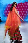 Swati Vijaivargie_Red Cape Double Layer Silk Organza Embroidered Gulal Dhoti Set _at_Aza_Fashions