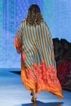 Shop_Swati Vijaivargie_Blue Bemberg Modal Satin Printed Abstract Paisley V Pleated Kaftan  _at_Aza_Fashions