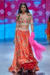 Buy_Swati Vijaivargie_Multi Color Blouse And Skirt Bemberg Modal Satin Embroidered V Flared Lehenga Set _at_Aza_Fashions