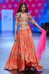 Swati Vijaivargie_Multi Color Blouse And Skirt Bemberg Modal Satin Embroidered V Flared Lehenga Set _Online_at_Aza_Fashions