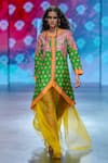 Shop_Swati Vijaivargie_Emerald Green Jacket Silk Printed And Karishma Dhoti Pant Set _Online_at_Aza_Fashions