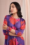 Buy_Negra Elegante_Purple Cotton Silk Printed Floral Round Botanic Kurta Pant Set _Online_at_Aza_Fashions