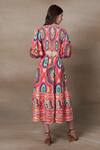 Shop_RANNA GILL_Multi Color Linen Viscose Printed Kaleidoscopic Ogee Selena Dress _at_Aza_Fashions