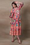 Buy_RANNA GILL_Multi Color Linen Viscose Printed Kaleidoscopic Ogee Selena Dress _Online_at_Aza_Fashions