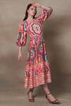 Shop_RANNA GILL_Multi Color Linen Viscose Printed Kaleidoscopic Ogee Selena Dress _Online_at_Aza_Fashions