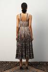 Shop_Ranna Gill_Black Viscose Georgette Print Blossom Square Neck Arlette Midi Dress _at_Aza_Fashions