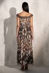 Shop RANNA GILL Brown Viscose Georgette Print Ikat Floral Off Valery Dress at Aza Fashions Shop_RANNA GILL_Brown Viscose Georgette Print Ikat Floral Off Valery Dress _at_Aza_Fashions