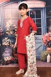 Buy_Samyukta Singhania_Maroon Chanderi Embroidered Paisley A-line Kurta Pant Set 