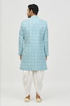 Shop_Aryavir Malhotra_Blue Kurta Rayon Printed And Embroidered Paisley & Set _at_Aza_Fashions