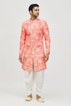 Buy_Aryavir Malhotra_Pink Kurta Rayon Printed And Embroidered Mughal Tile Set _at_Aza_Fashions