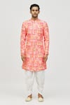 Buy_Aryavir Malhotra_Pink Kurta Rayon Printed And Embroidered Mughal Tile Set _Online_at_Aza_Fashions