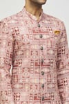 Aryavir Malhotra_Brown Kurta Rayon Printed And Embroidered Mughal Tile & Set _at_Aza_Fashions