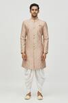 Aryavir Malhotra_Brown Kurta Jacquard Woven Diamond Set _Online_at_Aza_Fashions