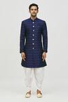 Arihant Rai Sinha Blue Jacquard, Polyester, Viscose Zari Embroidered Kurta And Pant Set Online at Aza Fashions Arihant Rai Sinha_Blue Jacquard, Polyester, Viscose Zari Embroidered Kurta And Pant Set_Online_at_Aza_Fashions