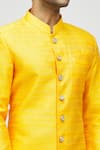 Aryavir Malhotra_Yellow Kurta Jacquard Embroidery Thread And Pant Set _at_Aza_Fashions