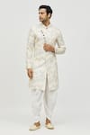 Buy_Arihant Rai Sinha_Yellow Rayon, Polyester Embroidery, Sequins Flower Print And Kurta Set _at_Aza_Fashions