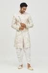 Shop_Arihant Rai Sinha_Yellow Rayon, Polyester Embroidery, Sequins Flower Print And Kurta Set _Online_at_Aza_Fashions