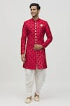 Buy_Aryavir Malhotra_Maroon Kurta Silk Embroidery Thread Sequin And Pant Set _Online_at_Aza_Fashions