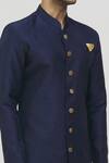 Shop_Arihant Rai Sinha_Blue Silk, Polyester, Viscose Solid Full Sleeve Kurta Set _Online_at_Aza_Fashions