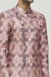 Shop_Arihant Rai Sinha_Peach Silk, Polyester, Viscose Sequins, Embroidery Botanical Print Kurta Set _Online_at_Aza_Fashions