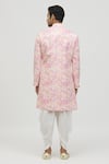 Shop_Aryavir Malhotra_Pink Kurta Soft Cotton Printed Flower And Embroidered Set _at_Aza_Fashions