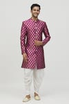 Buy_Arihant Rai Sinha_Purple Jacquard, Polyester, Viscose Lotus Woven Kurta Set _at_Aza_Fashions