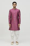 Arihant Rai Sinha_Purple Jacquard, Polyester, Viscose Lotus Woven Kurta Set _Online_at_Aza_Fashions
