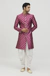 Buy_Arihant Rai Sinha_Purple Jacquard, Polyester, Viscose Lotus Woven Kurta Set _Online_at_Aza_Fashions