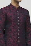 Shop_Aryavir Malhotra_Maroon Kurta Jacquard Woven Blossom Set_Online_at_Aza_Fashions