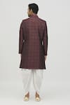 Shop_Arihant Rai Sinha_Maroon Jacquard, Polyester, Viscose Geometric Flora Kurta With Peshawari Pant _at_Aza_Fashions