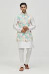 Buy_Arihant Rai Sinha_Blue Rayon Embroidered Thread Floral And Paisley Pattern Bundi _at_Aza_Fashions