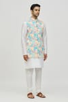 Buy_Arihant Rai Sinha_Blue Rayon Embroidered Thread Floral And Paisley Pattern Bundi _Online_at_Aza_Fashions