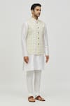 Shop_Arihant Rai Sinha_Cream Rayon Sequins, Embroidery Floral Striped Thread Bundi _Online_at_Aza_Fashions