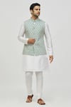 Shop_Arihant Rai Sinha_Green Rayon Embroidery Floral Abstract Pattern Bundi _Online_at_Aza_Fashions