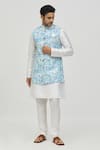 Buy_Arihant Rai Sinha_Blue Rayon Sequins, Embroidery Floral Vine Pattern Bundi _at_Aza_Fashions