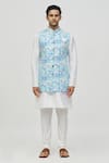 Arihant Rai Sinha_Blue Rayon Sequins, Embroidery Floral Vine Pattern Bundi _Online_at_Aza_Fashions