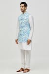 Buy_Arihant Rai Sinha_Blue Rayon Sequins, Embroidery Floral Vine Pattern Bundi _Online_at_Aza_Fashions