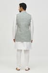 Shop_Arihant Rai Sinha_Green Bundi Soft Cotton Embroidered Thread Geometric Pattern With Kurta Set_at_Aza_Fashions