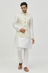 Buy_Arihant Rai Sinha_Cream Bundi Rayon Embroidered Floral Thread And Kurta Set _at_Aza_Fashions