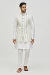 Buy_Arihant Rai Sinha_Cream Bundi Rayon Embroidered Thread Geometric Pattern And Kurta Set _at_Aza_Fashions